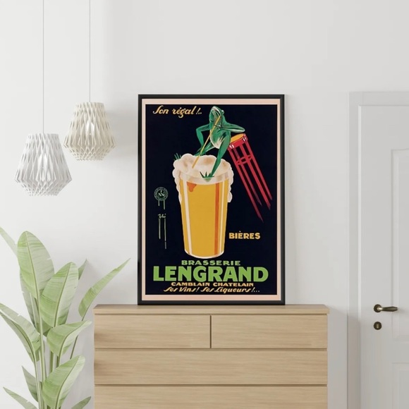 Lengrand Phi Art Poster Print of Vintage Brasserie Art 25.5 x 18” - Picture 2 of 2